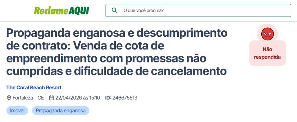 Propaganda Enganosa The Coral Beach Resort